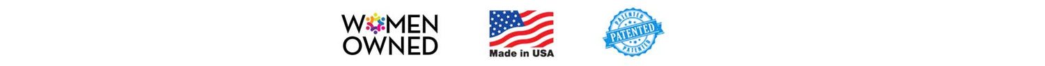 woman owned patented pending made in the usa logos